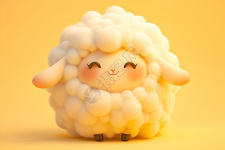 可爱羊儿与黄色背景图片