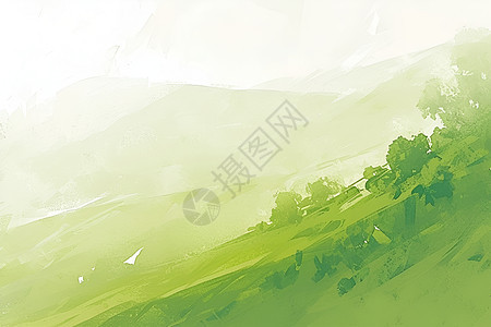 绘画的绿色山野图片
