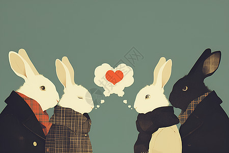 绘画的兔子插图图片