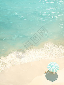 海边的遮阳伞插画图片