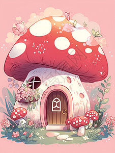 立体花边装饰的迷人蘑菇屋图片