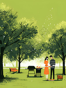 公园野餐的情侣图片