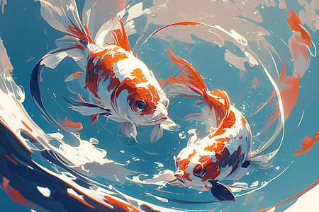 绘画的鱼类插画图片