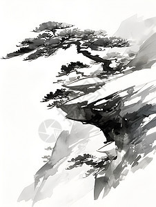 黑白树木插画图片