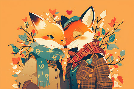 可爱的狐狸夫妇图片