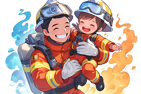 勇敢的消防员拯救孩子图片