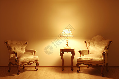 室内的台灯和沙发图片