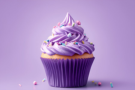 紫色奶油杯子蛋糕图片