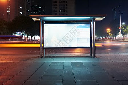 城市公交站的广告牌图片