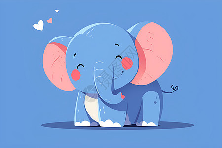 蓝色背景上的大象图片