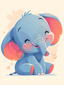 微笑的大象插画图片
