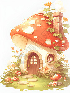 可爱的卡通蘑菇小屋图片