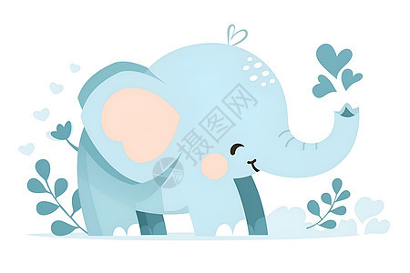 可爱的蓝色大象图片