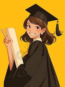 欢笑的毕业的女生图片