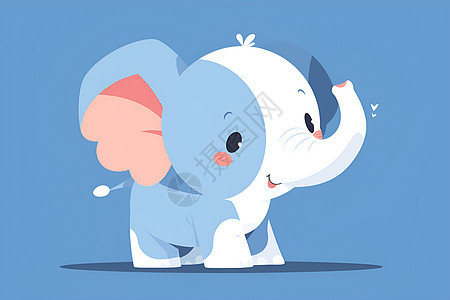 可爱的蓝色小象插画图片