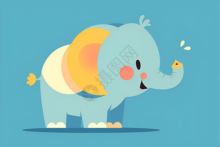 蓝色大象插画图片