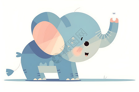 可爱的蓝色大象插画图片