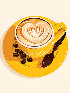 爱心咖啡简约插画图片