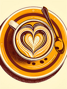 咖啡杯中的心形拉花图片