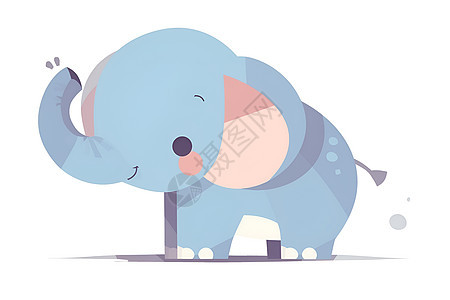 可爱的蓝色小象插画图片