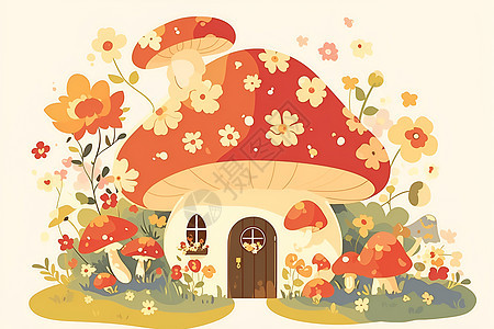 可爱卡通蘑菇屋图片