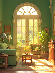 阳光照在客厅里图片