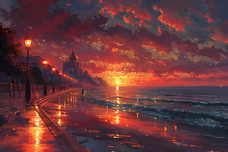 日落时的海滩图片