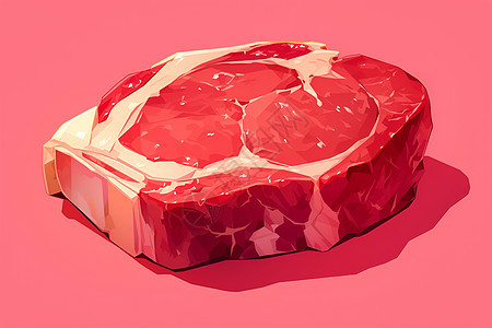 一块肉在粉色背景上图片