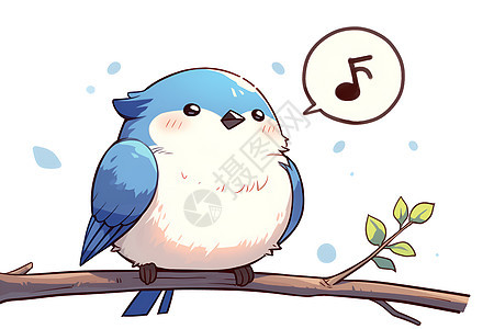 站在树枝上唱歌的可爱小鸟图片