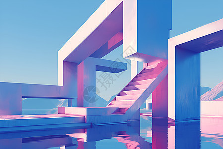 抽象空间里的楼梯图片