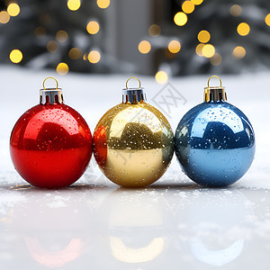 三个颜色的圣诞球图片