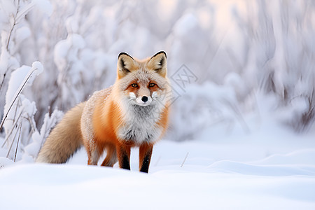 雪地中的狐狸图片