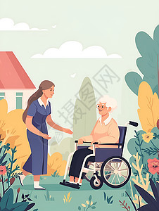 护士与轮椅老人图片
