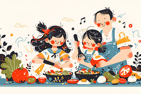 欢乐的家庭烹饪时光图片