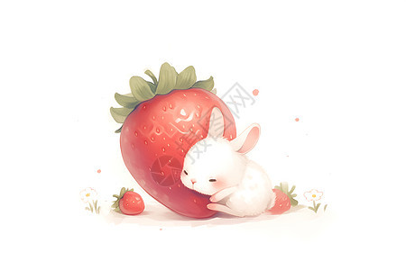 草莓和兔子图片