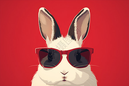 阳光下戴着墨镜的可爱兔子图片