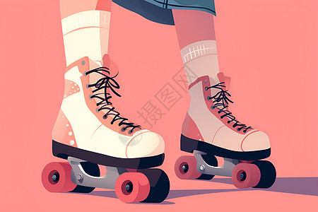 粉红色背景中的滑轮鞋图片