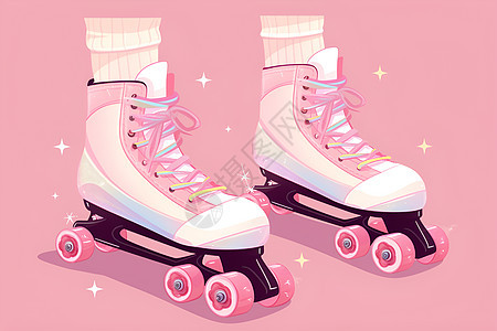 展示的粉色溜冰鞋图片