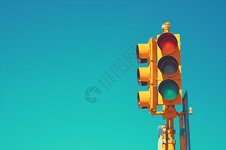 蓝天下的交通信号灯图片
