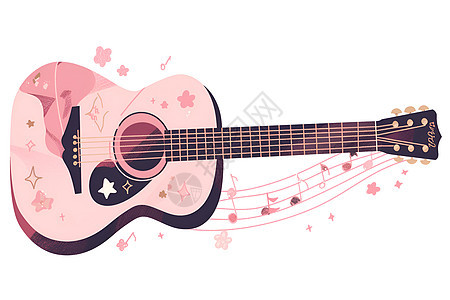 一个粉色吉他图片