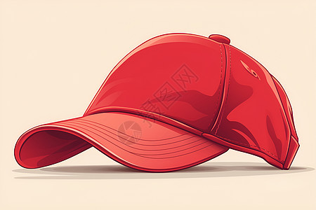红色棒球帽落在柔和的背景上图片