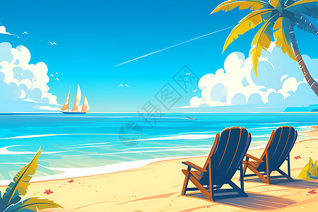 阳光沙滩上的风景图片