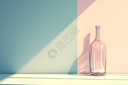 粉墙下的玻璃酒瓶图片