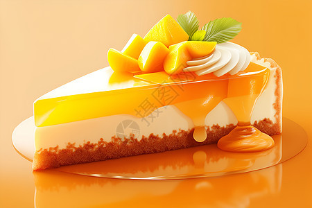 美味芒果蛋糕插画图片