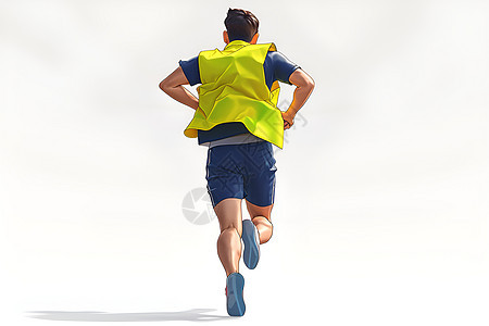 奔跑中的黄背心男子图片