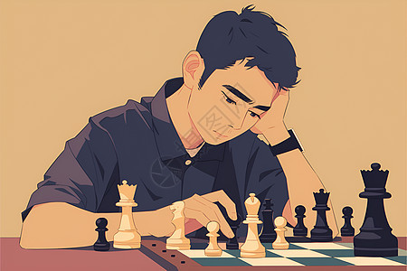 下棋的男人图片