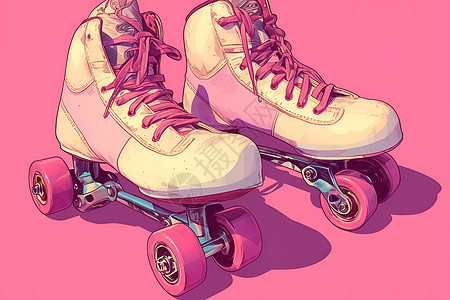 粉色复古滑轮鞋图片