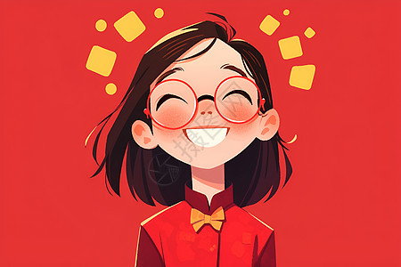 中国小女孩插画图片