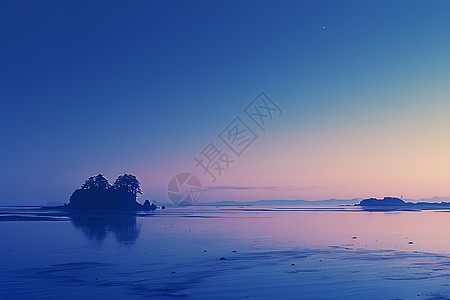 黄昏时分的海岸景象图片