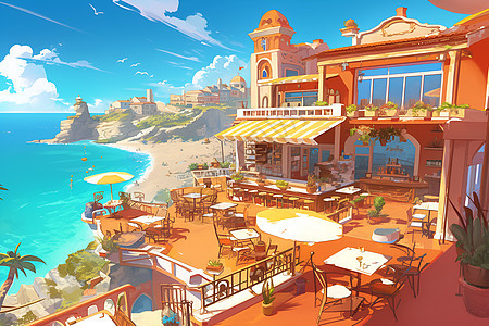 海滩边的餐厅图片